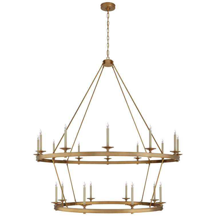 Launceton Antique-Burnished Brass 65" Crystal Candle Chandelier