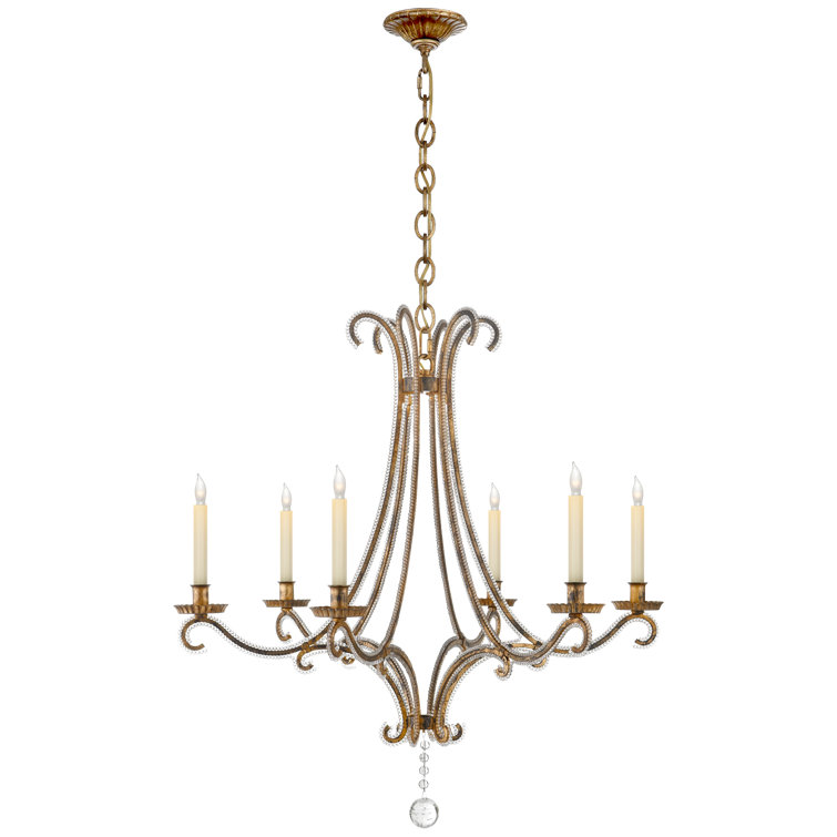 Oslo Elegance 33.75" Golded Iron Crystal Candle Chandelier