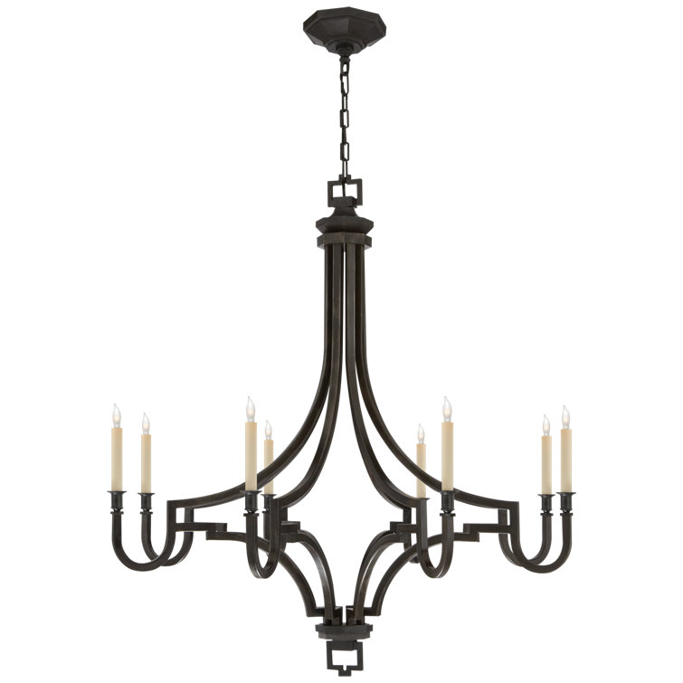 Regal Brass and Crystal 8-Light Candle Chandelier, 38.75" H