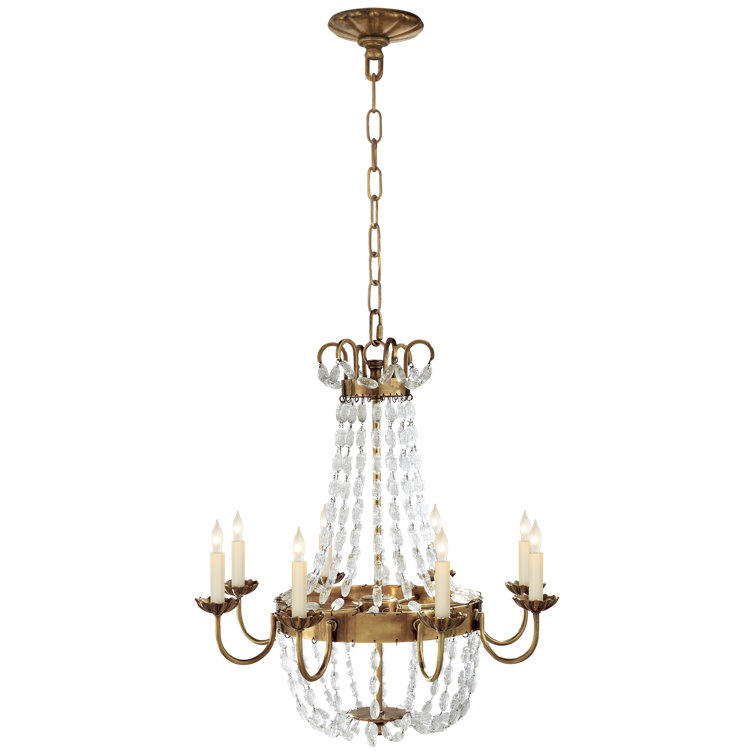 Paris Flea Market Antique-Burnished Brass Crystal Chandelier
