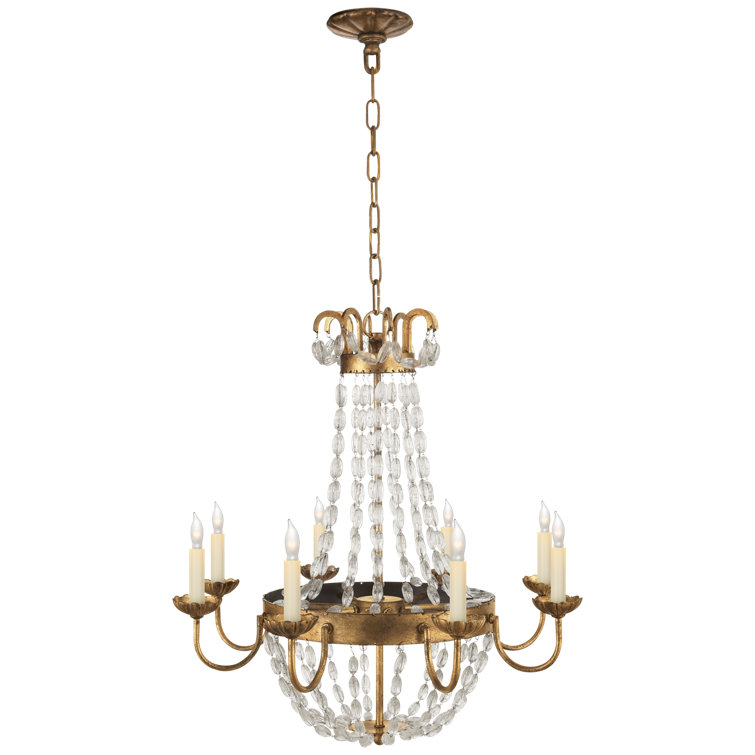 Elegant Brass and Crystal Candle Chandelier, 24" Wide