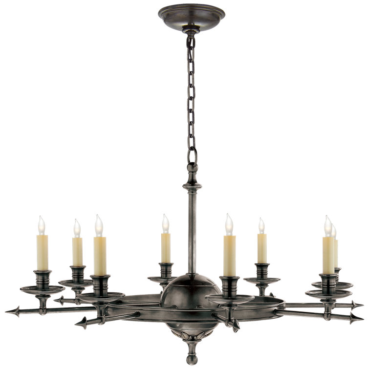 Leaf and Arrow Bronze Crystal 8-Light Plug-In Chandelier