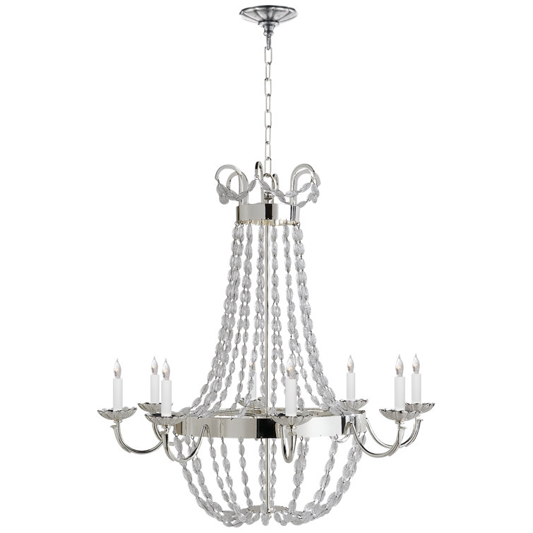 Elegant Parisian Flea Market Inspired 33" Crystal Chandelier in Polished Silver