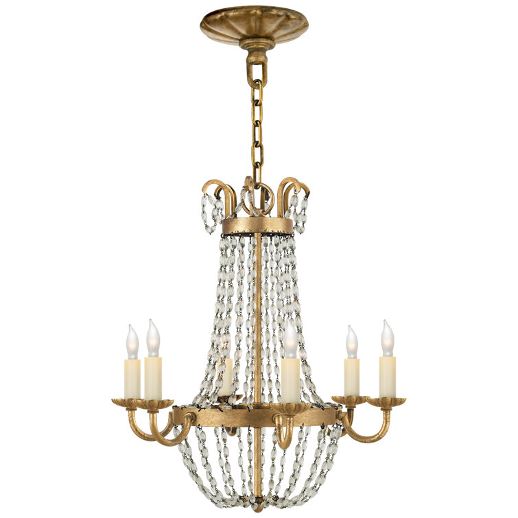 Petite Gilded Iron 6-Light Brass & Crystal Chandelier