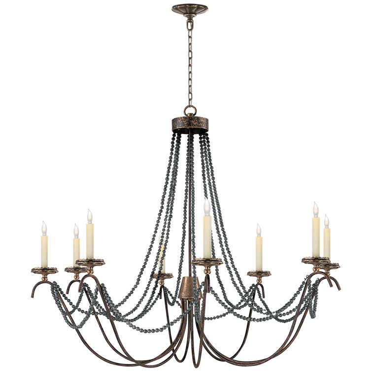 Marigot Classic Brass 36" Beaded Plug-in Chandelier