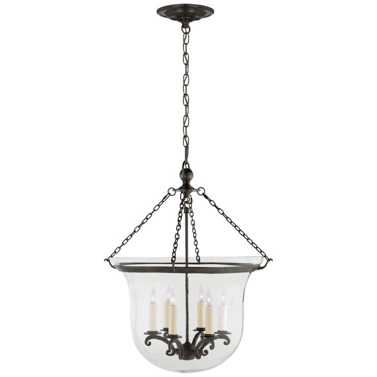 Bronze 6-Light Glass Bell Jar Chandelier