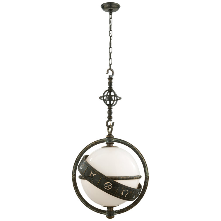 Orbital Zodiac Signs 27" Bronze Globe Chandelier with LED