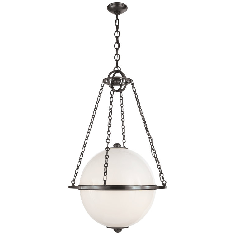 Modern Bronze Glass Globe Indoor/Outdoor Chandelier