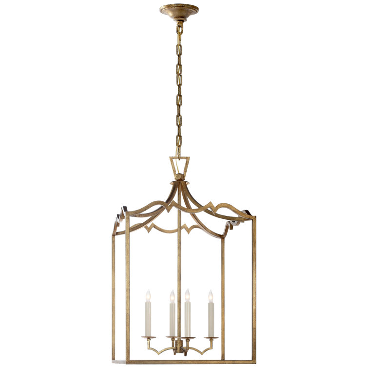 Gilded Iron Elegance 29'' Indoor/Outdoor Baroque-Style Lantern