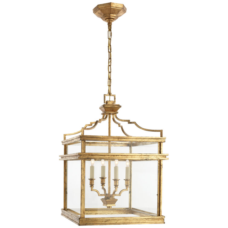 Mykonos Gilded Iron and Glass 4-Light Chandelier