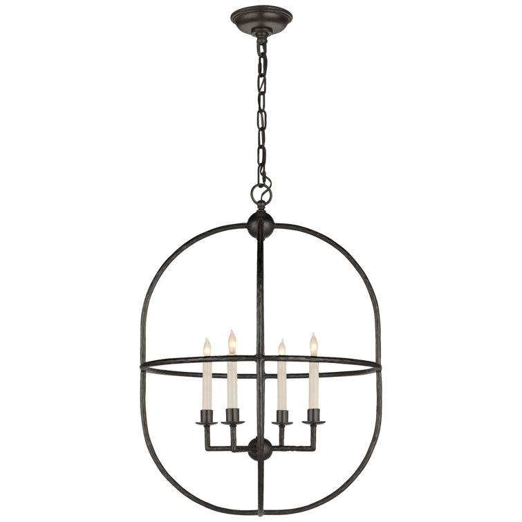 Desmond Aged Iron Oval Pendant with Candelabra-Style Bases