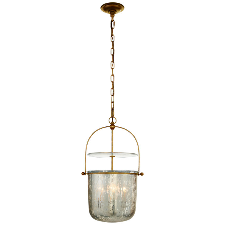 Gilded Iron Elegance 23.75" Mercury Glass Bowl Chandelier