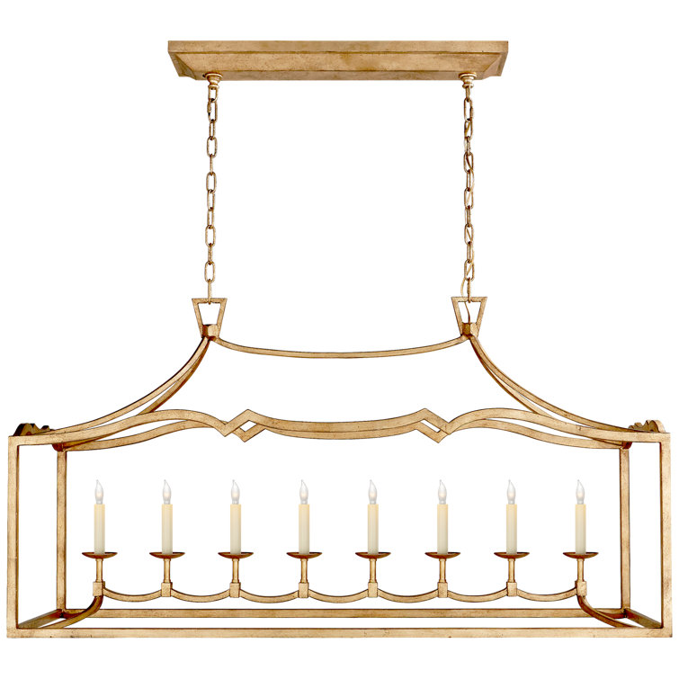 Gilded Iron 8-Light Crystal LED Island Pendant