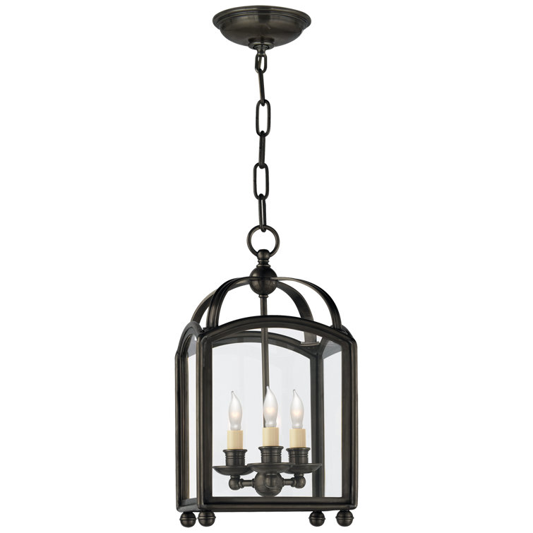 Arch Top Mini Lantern Bronze Pendant with Curved Glass
