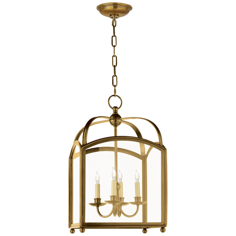 Antique-Burnished Brass and Glass 24" Indoor/Outdoor Lantern