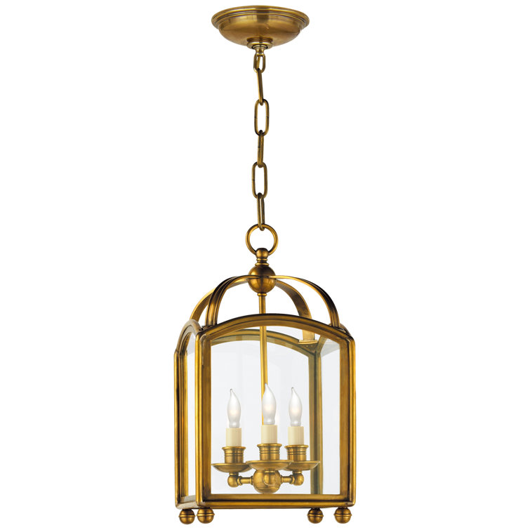 Arch Top Mini Lantern Pendant in Antique-Burnished Brass with Glass