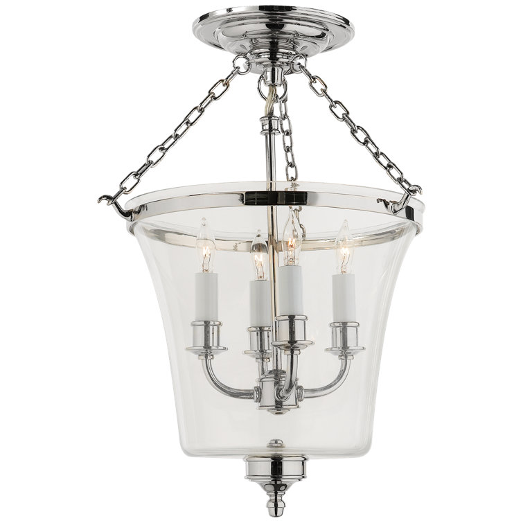 Elegant 18" Polished Nickel Bell Jar Semi-Flush Light