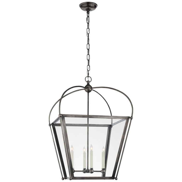 Elegant Riverside Bronze & Glass 4-Light Square Pendant