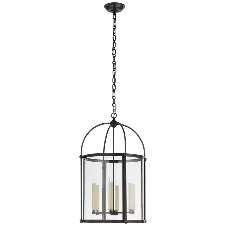 Riverside Bronze 6-Light Birdcage Island Chandelier with Glass Diffuser