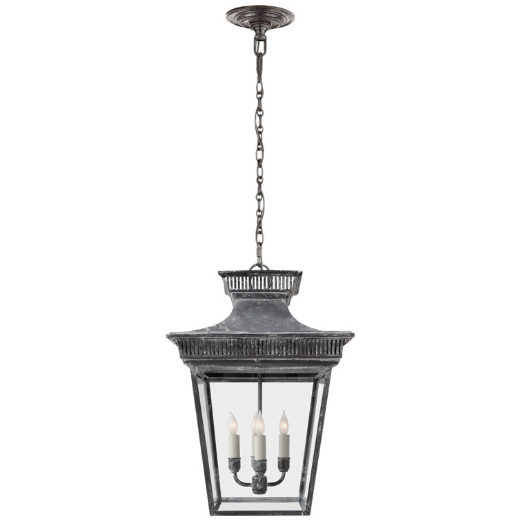 Elsinore Weathered Zinc 4-Light Glass Chandelier
