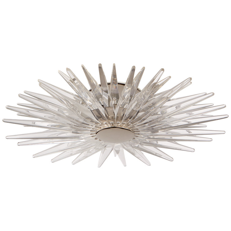 Quincy Modern Polished Nickel & Crystal 17" LED Semi Flush Mount