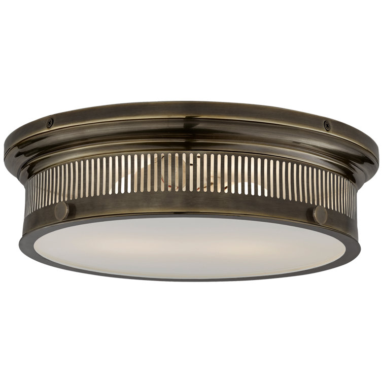 Alderly Industrial Bronze Flush Mount with White Glass Shade