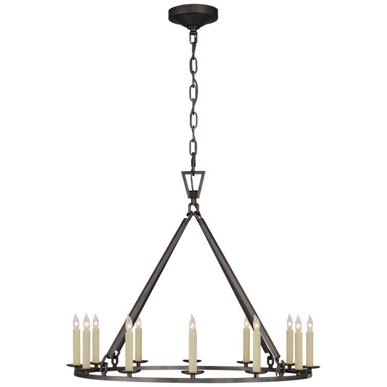 Nickel Crystal Candle Plug-In Chandelier, 30" Wide