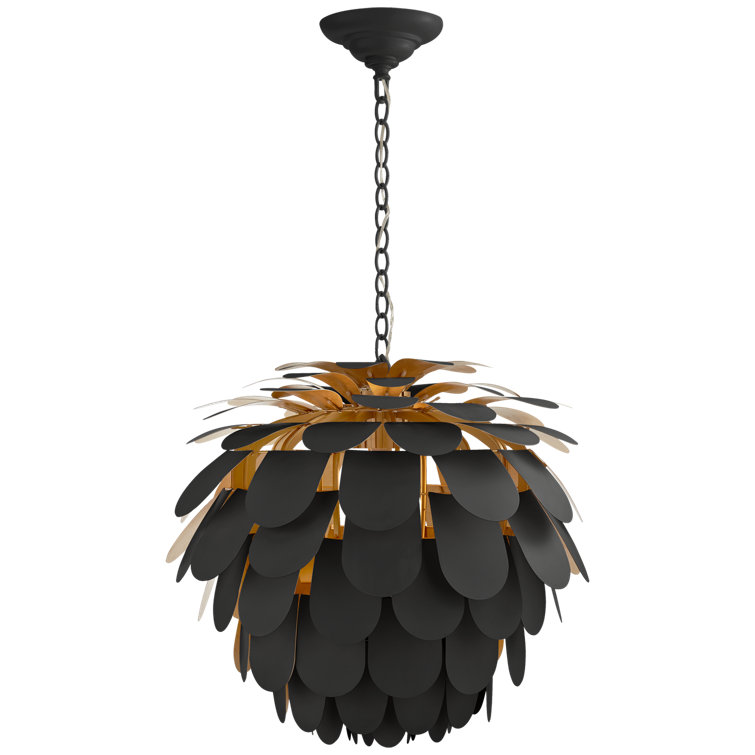 Cynara Tropical Pineapple-Inspired 15" Black Crystal Pendant Light