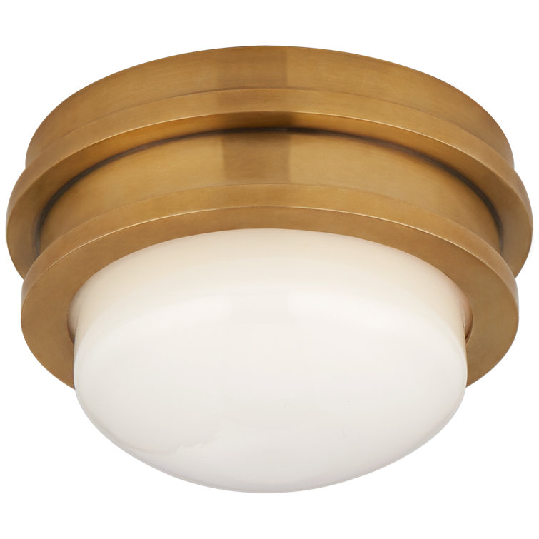 Petite Antique-Burnished Brass and Glass LED Flush Mount Light