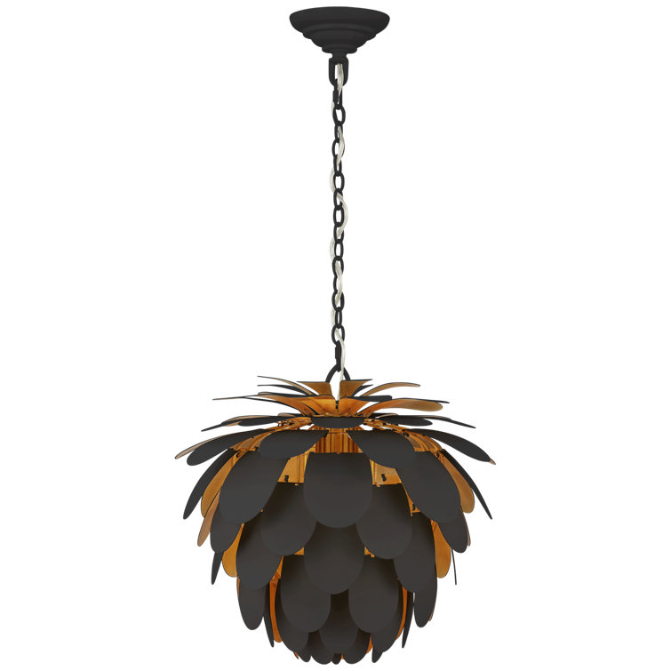 Cynara Tropical Pineapple-Inspired 15" Black Crystal Pendant Light