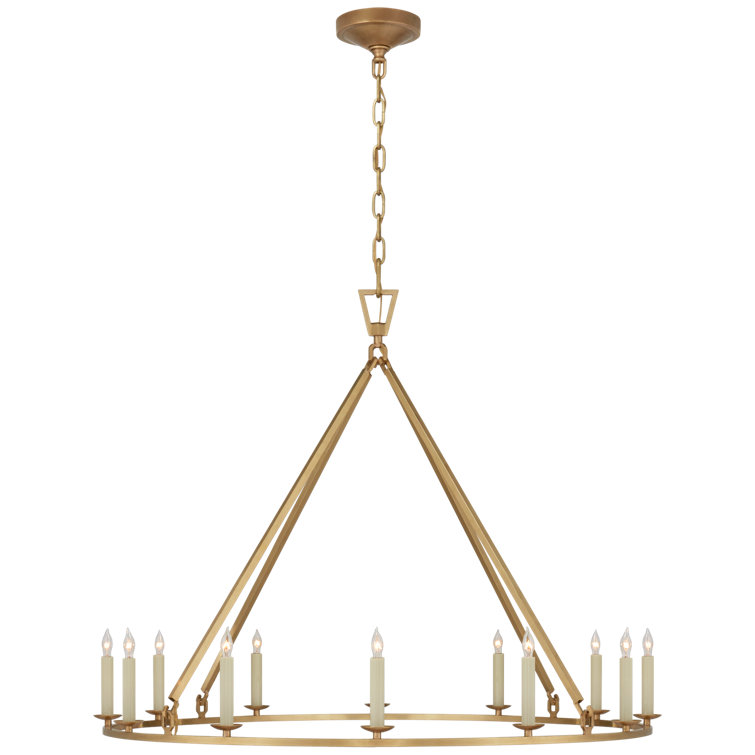 Antique-Burnished Brass Crystal Candle Chandelier 31.5" H x 40" W