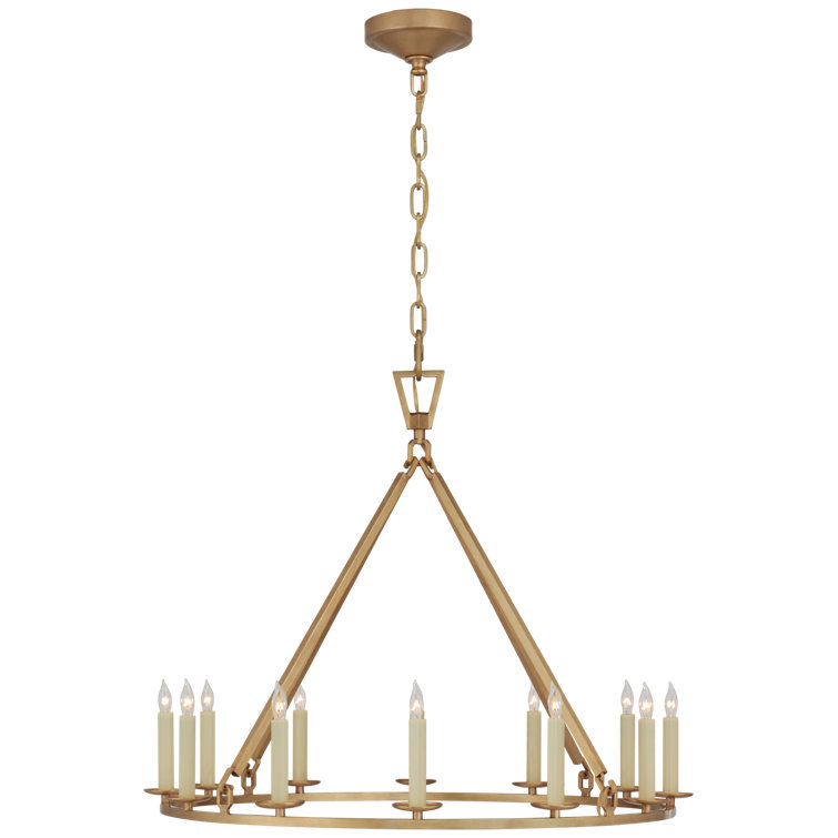 Darlana Antique-Burnished Brass 24.5" Crystal Candle Chandelier