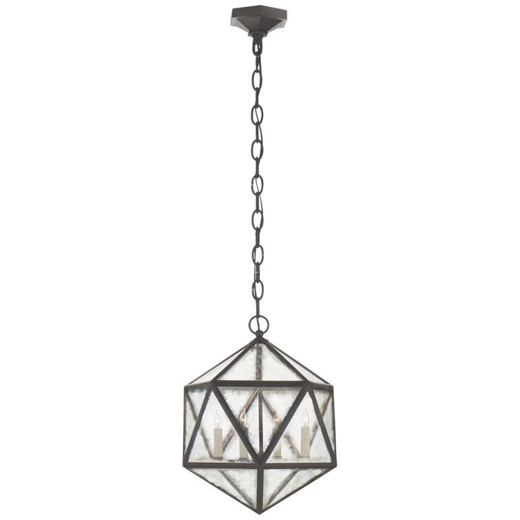 Zeno Aged Iron 20" Indoor/Outdoor 4-Light Glass Island Chandelier