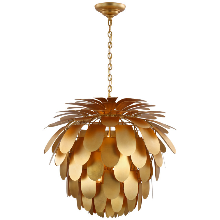 Gold Leaf Petal 6-Light Contemporary Chandelier