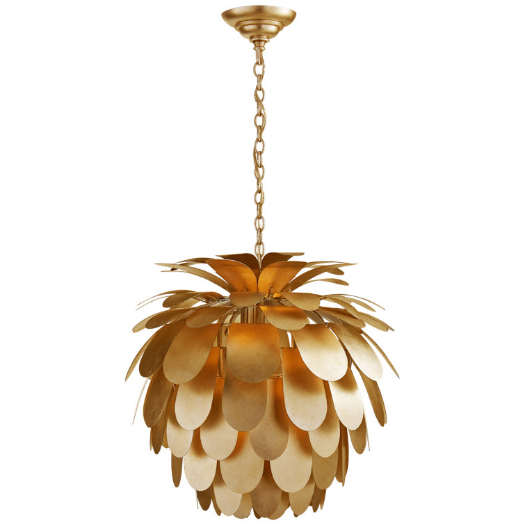 White Crystal Plug-in Pendant Light with Gold Finish