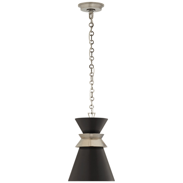 Alborg 15" Matte Black and Antique Nickel Pendant Light