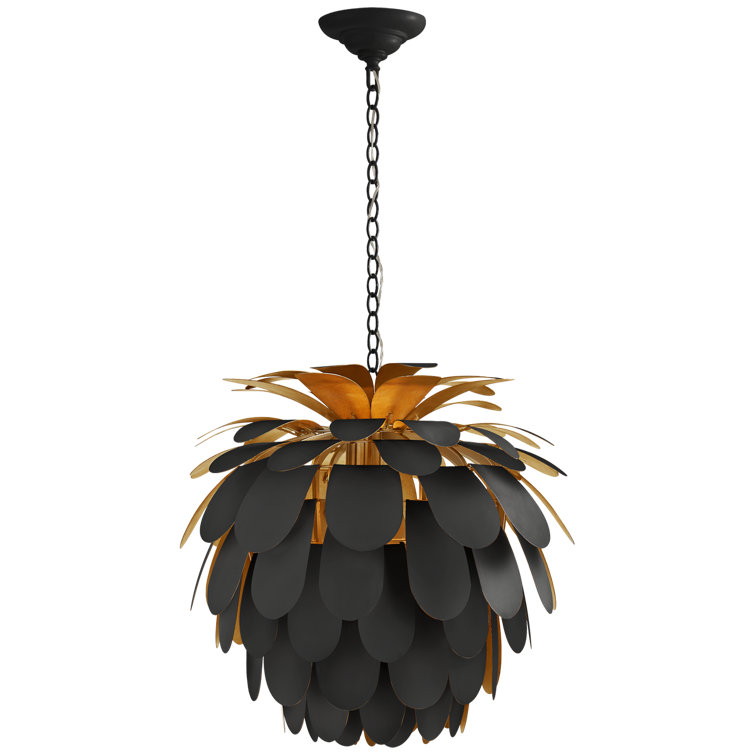 Matte Black and Gold Petal Chandelier Pendant