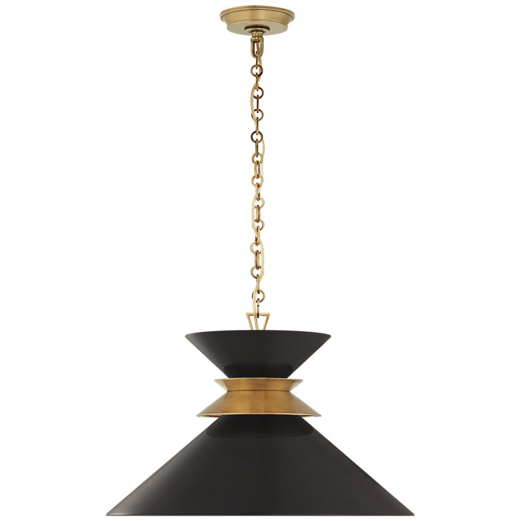 Antique Brass and Matte Black Geometric Pendant Light