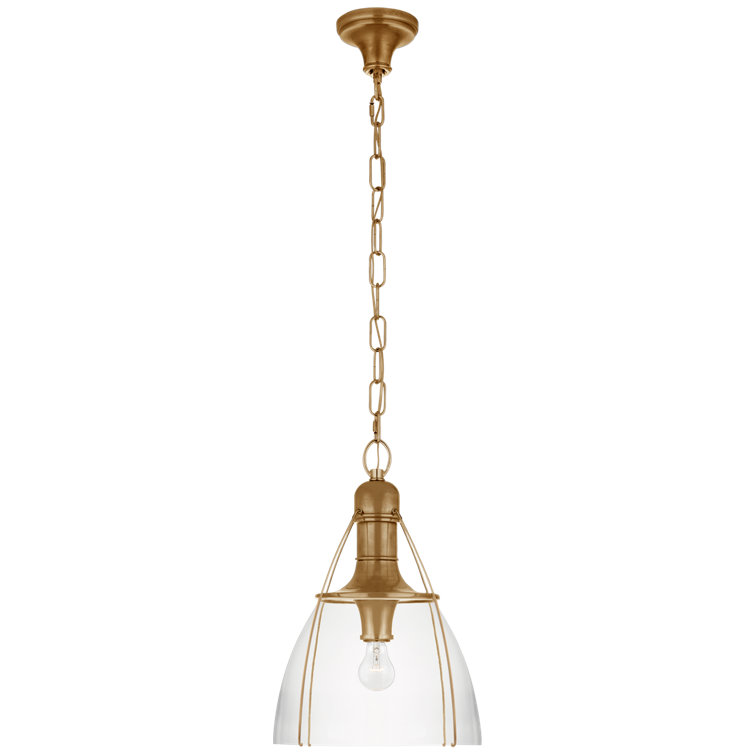 Antique Brass and Clear Glass Bell Pendant Light