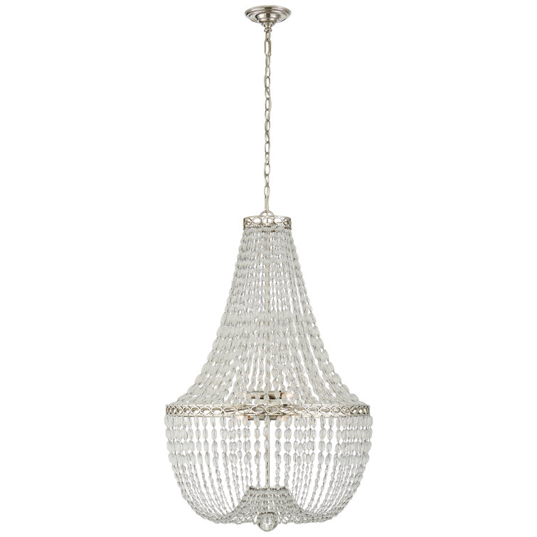 Linfort Polished Nickel 8-Light Crystal Glass Beaded Chandelier