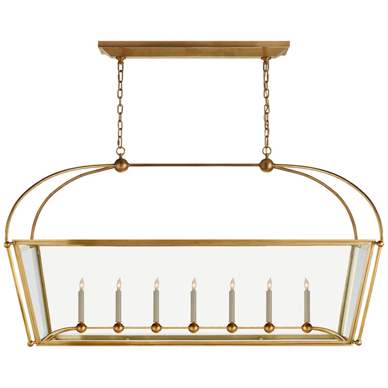 Riverside Antique Brass 7-Light Linear Island Pendant