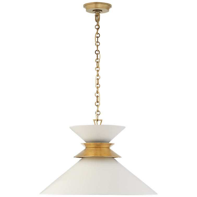 Antique Brass and Matte White Crystal LED Pendant Light