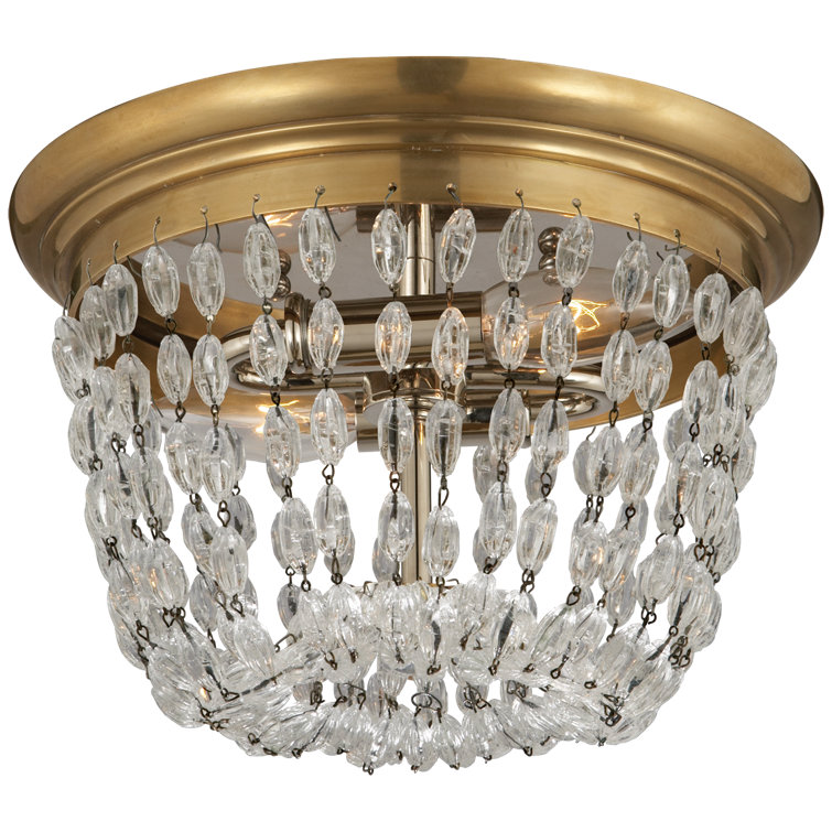 Antique Brass and Glass 2-Light Flush Mount