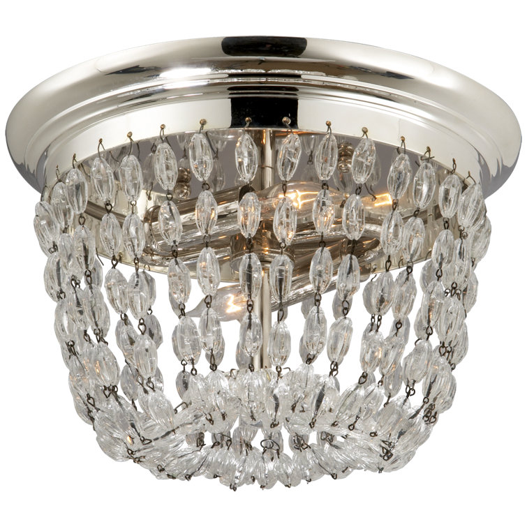 Antique Brass and Glass 2-Light Flush Mount