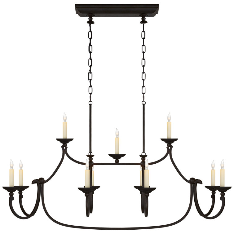 Aged Iron 11-Light Candle Chandelier