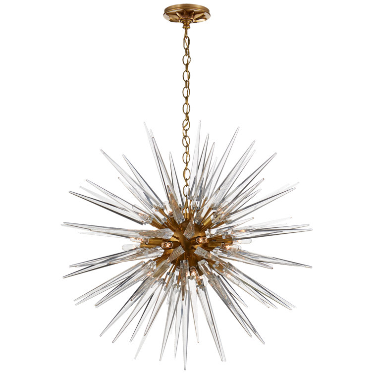 Antique Brass and Acrylic Sputnik Chandelier, 30-inch
