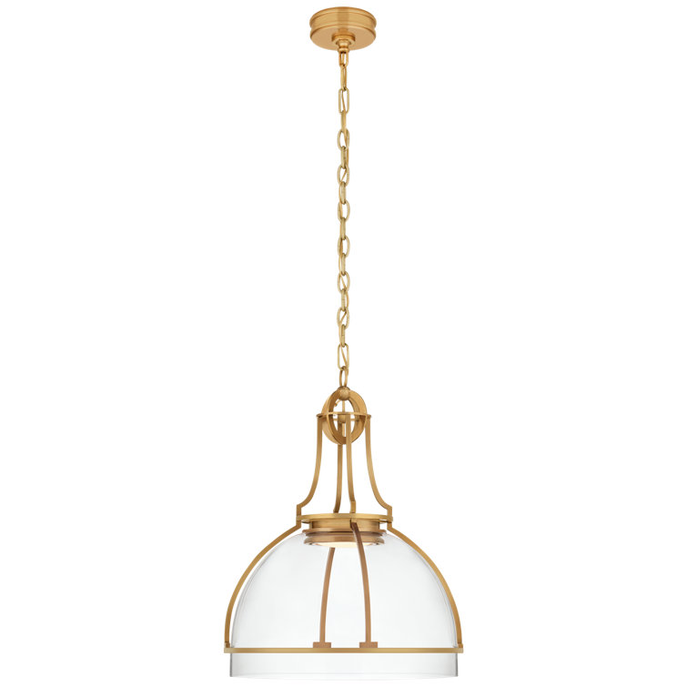 Gracie Antique Brass Globe LED Pendant Light, 24.5"