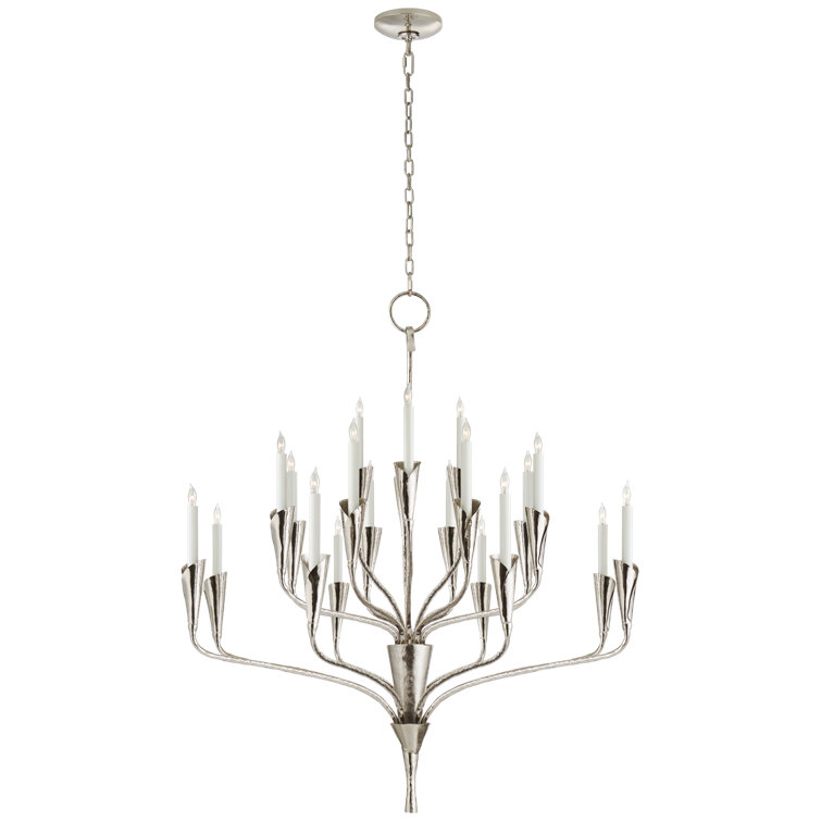 Aiden Polished Nickel 20-Light Candle Chandelier