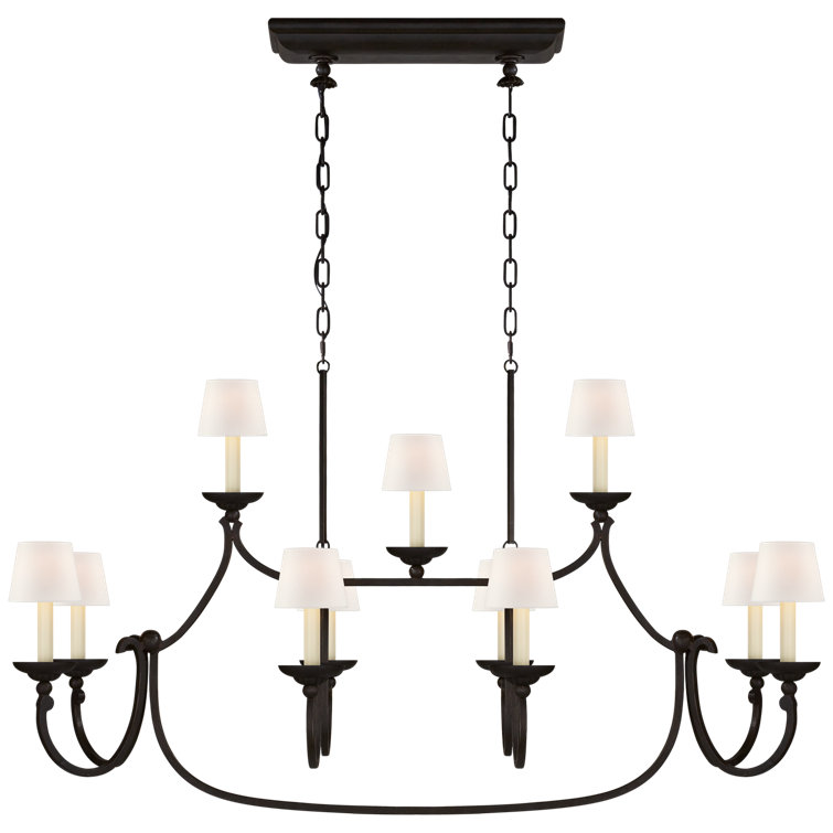 Aged Iron 11-Light Crystal Candle Chandelier