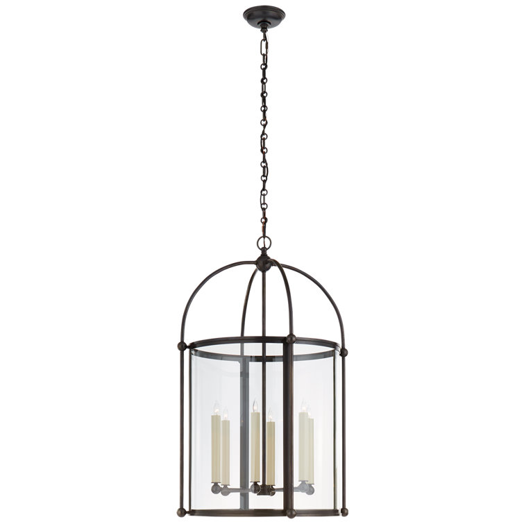 Riverside Bronze 6-Light Birdcage Island Chandelier with Glass Diffuser